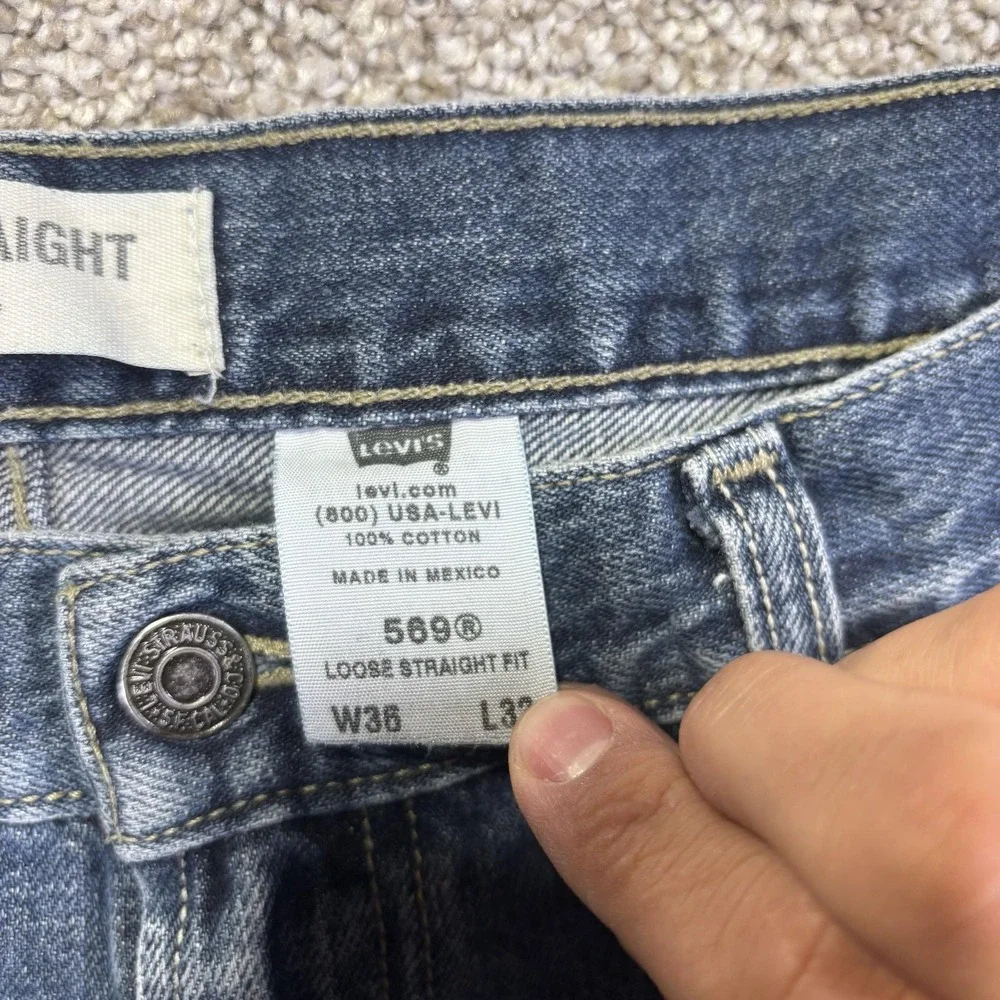 Levis 569 Jeans Mens 36x32 Blue Medium Wash Relaxed Straight Denim 005690675